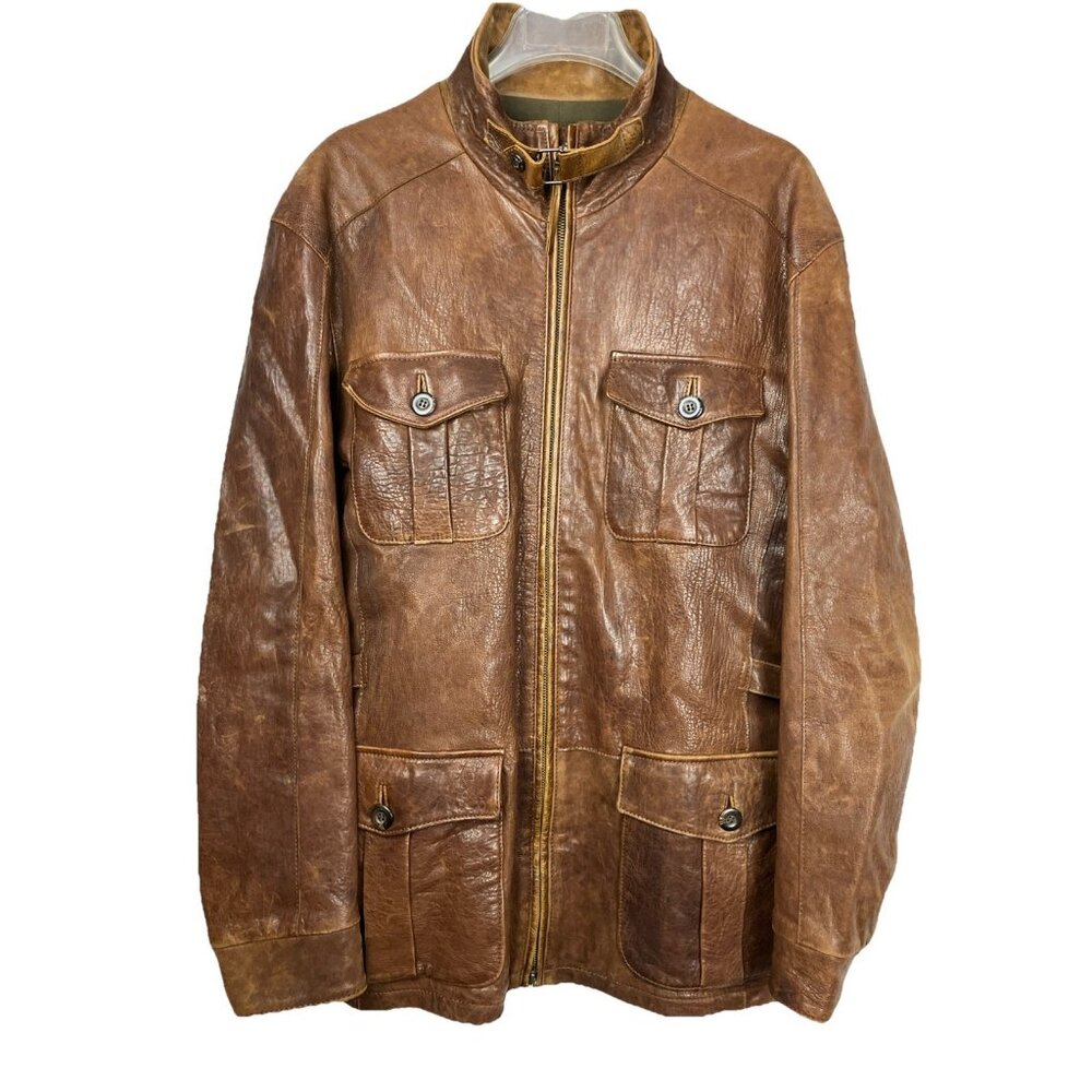 40 Overland Distressed Leather 4 Pocket Leather Jacker Trucker Bomber Biker Moto